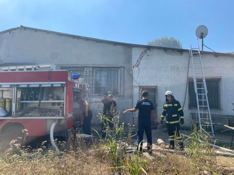 Покрив на оранжерия за цветя е пострадал при пожара на Пазарджишко