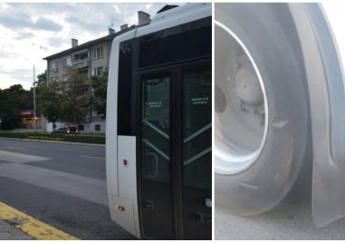 Автобус на градския транспорт в Пловдив кара с компрометирани гуми