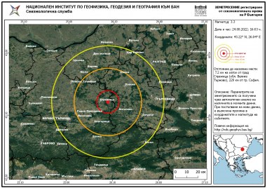 Земетресение с магнитуд 3 3 по Рихтер бе регистрирано в района