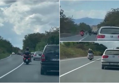 Опасни маневри на мотористи по Подбалканския път близо до Карлово