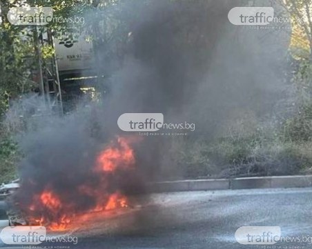 Mоторист катастрофира на входа на Пловдив, моторът му избухна в пламъци