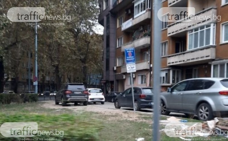 Тревни площи в центъра на Пловдив са превърнати в паркинг