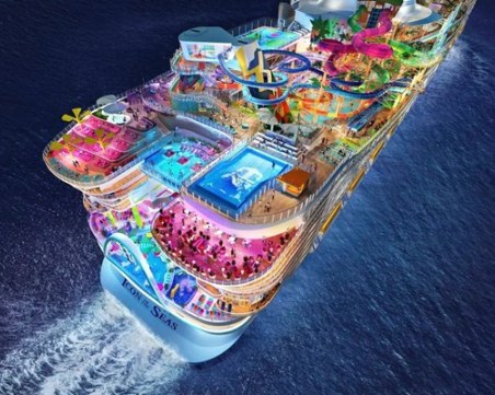 40 ресторанта, 7 басейна и водопад - строят най-големия круизен кораб в света