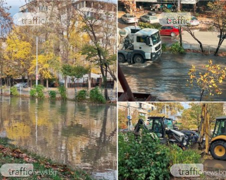 Булевард „Васил Априлов” стана река заради спукана тръба