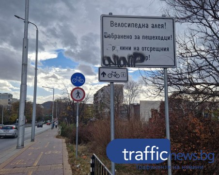 Пълен абсурд! Знаци и табели объркват пешеходците на пловдивски булевард