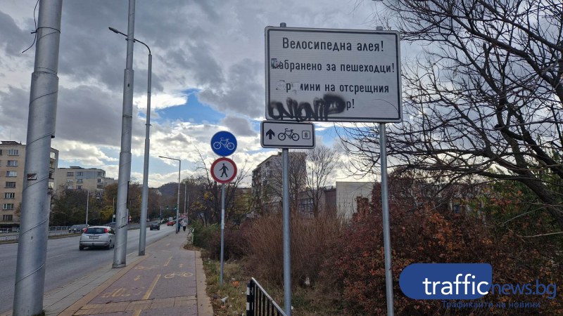Пълен абсурд! Знаци и табели объркват пешеходците на пловдивски булевард