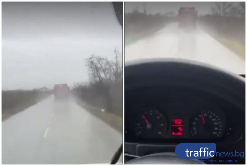 Докато вали: Камион с пълно ремарке хвърчи със 100км./ч. край Белащица