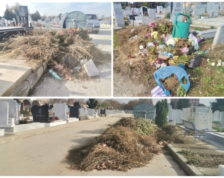 Алеите на гробищата в Кючука осеяни с отпадъци - три предприятия спорят кой да чисти
