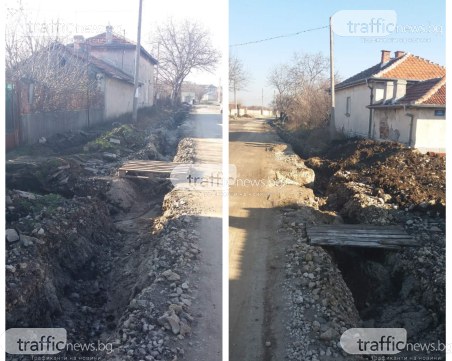 Абсурд! Пловдивско село остава разкопано и кално заради ВиК – няма кой да довърши ремонта