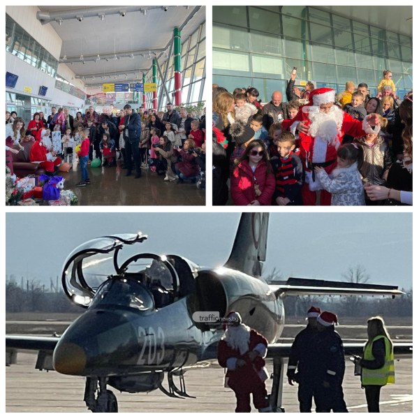 Дядо Коледа кацна на летище Пловдив с L-39, обещаха му по-голям самолет за догодина