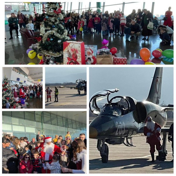 Дядо Коледа пристигна на пловдивското летище този следобед с аероплан