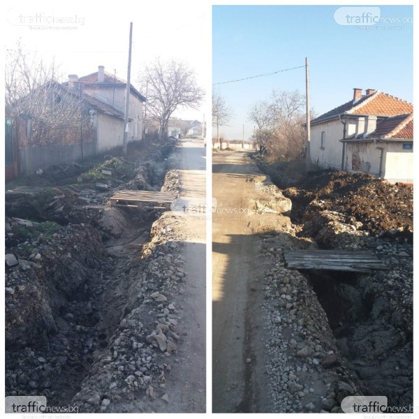 Абсурд! Пловдивско село остава разкопано и кално заради ВиК – няма кой да довърши ремонта