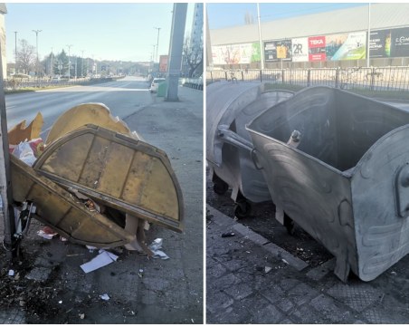 Кола помете и изпотроши контейнери в 