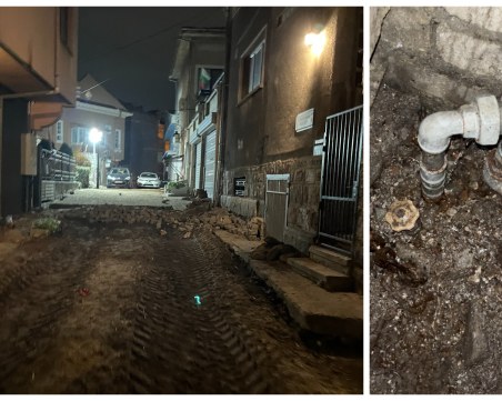 ВиК теч преди полагане на настилка на централна улица тревожи пловдивчани