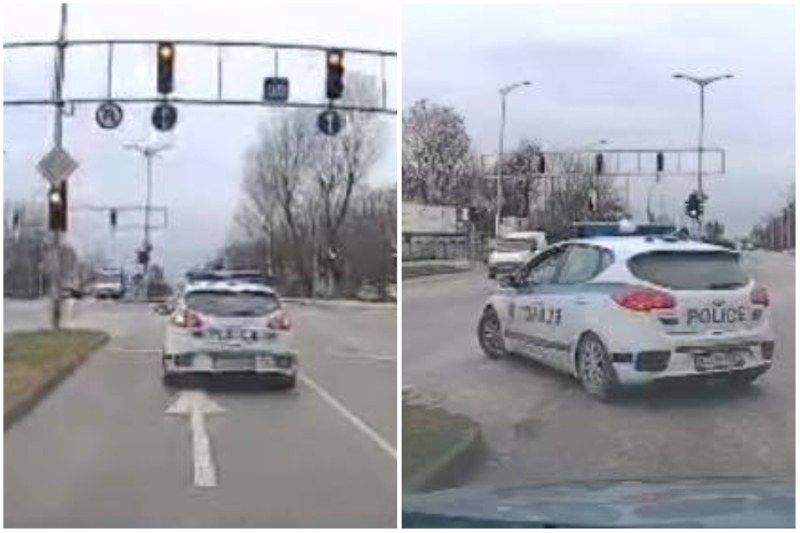 Над закона: Полицейска кола направи забранен обратен завой в Пловдив