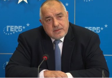 Лидерът на ГЕРБ Бойко Борисов говори по време на брифинг
