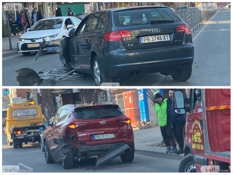 Четири автомобила са се ударили при катастрофата на бул. Васил