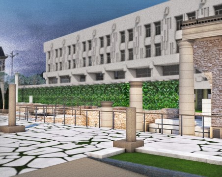 Вдигат две дорийски колони в източните пропилеи на Античния форум