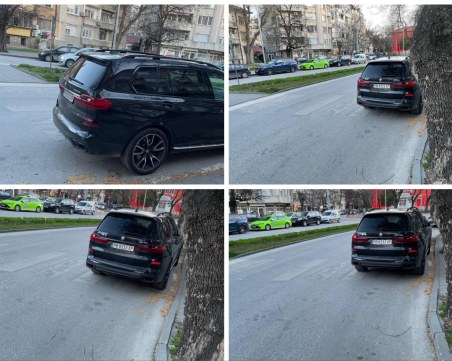 Шофьор на БМВ превърна пешеходна пътека в…паркинг