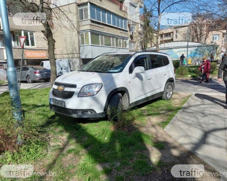 Смел или твърде нагъл? Шофьор паркира в тревни площи на метри от полицейско управление в Пловдив