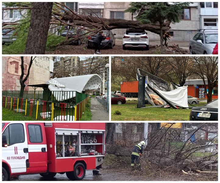ОБЗОР: Пролетта ни изненада! Мощна буря нанесе десетки поражения в Пловдив