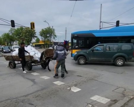 Абсурд: Каруца в насрещното създаде хаос в София ВИДЕО
