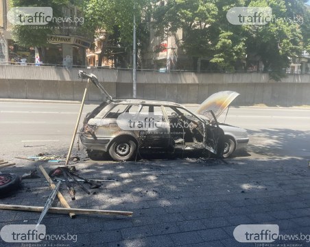 Автомобил изгоря до основи на улица 