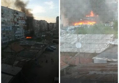 Пожар избухна на улица Сокол на метри от жилищни сгради