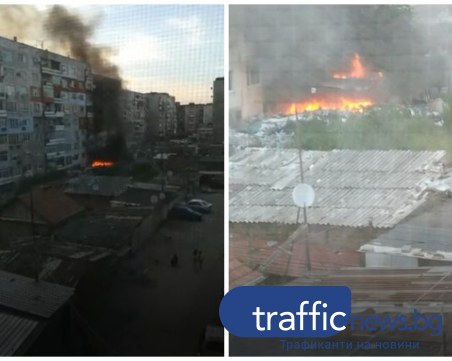 Пожар избухна на метри от блок в Столипиново