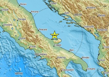 Земетресение край бреговете на Италия в Адриатическо море Трусът е