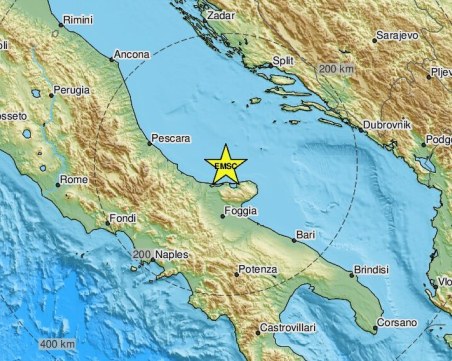 Земетресение с магнитуд 4,5 удари бреговете на Италия
