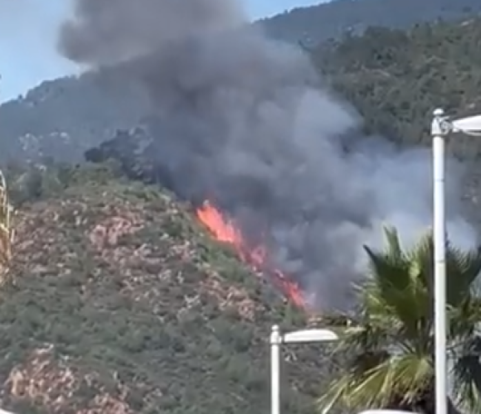 Голям горски пожар бушува край турския курорт Мармарис, предава телевизия