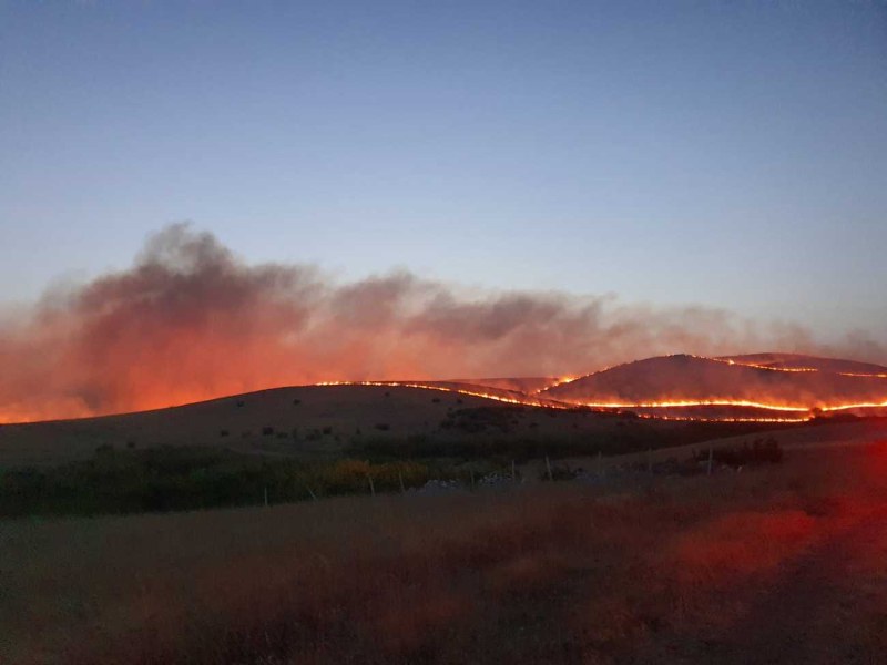 Голям пожар бушува край бургаското село Изворище. Няколко екипа на