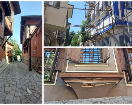 Тежки машини увредиха еркерите на три знакови къщи в Стария град