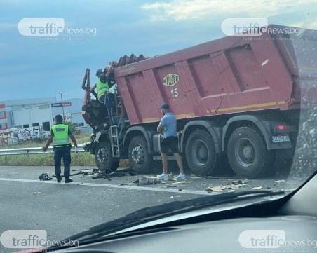 Два камиона се удариха на АМ 