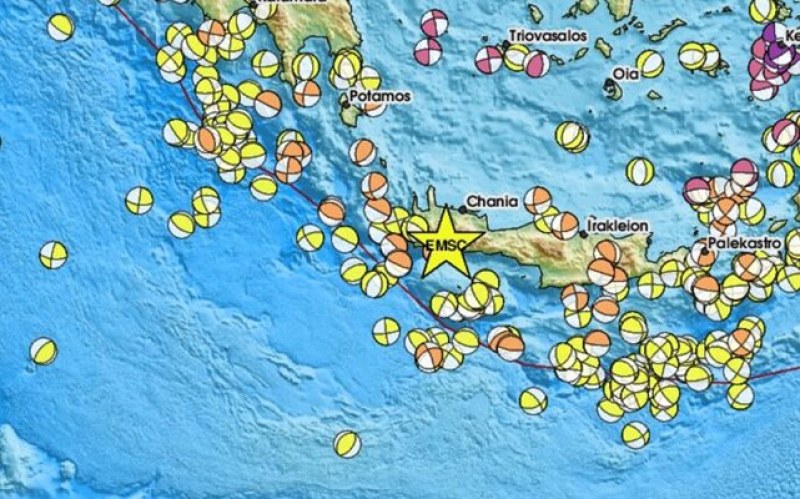 Земетресение с магнитуд 4,9 разлюля остров Крит