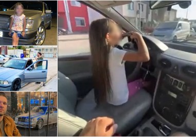 Невръстно момиченце шофира автомобил под носа на униформените от Пътна