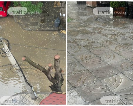 Градушка удари някои райони на Пловдив, квартални улици се превърнаха в реки