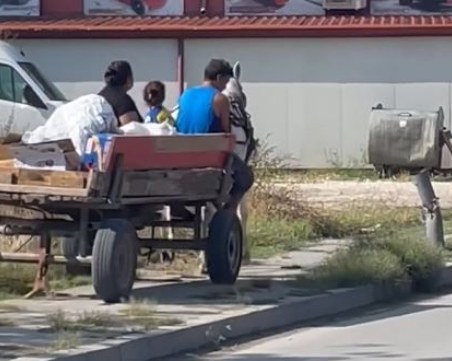 Каруца шпори по тротоар в Пловдив