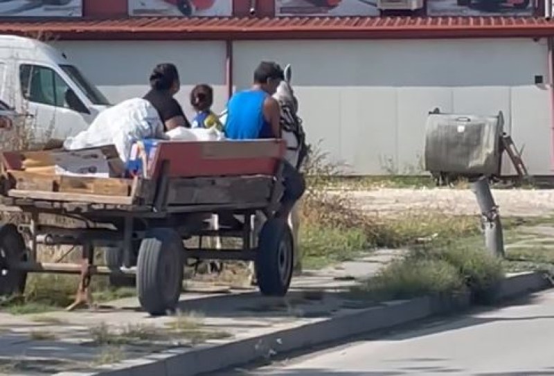 Каруца шпори по тротоар в Пловдив