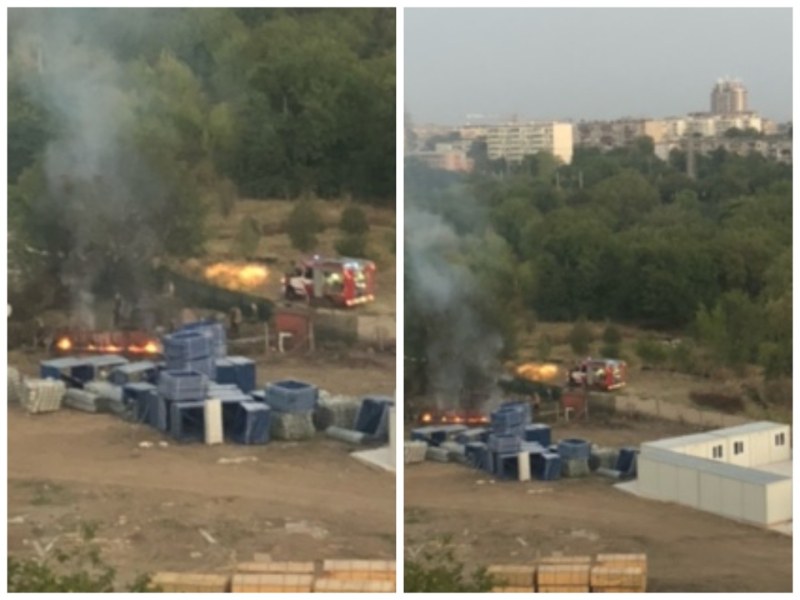 Пожар на строителен обект зад Транспортна болница в Пловдив