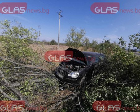Катастрофирал автомобил стои зарязан в храсти край Калояново