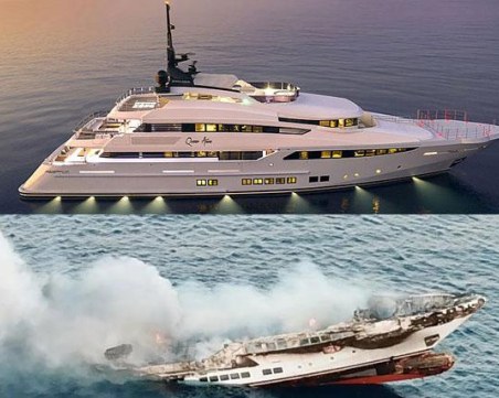 Яхта за 17 млн. долара се запали и потъна в Егейско море