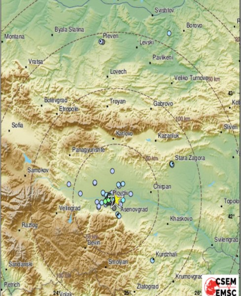 Земетресение с магнитут 4,2 разтърси Пловдив. По първоначални данни трусът