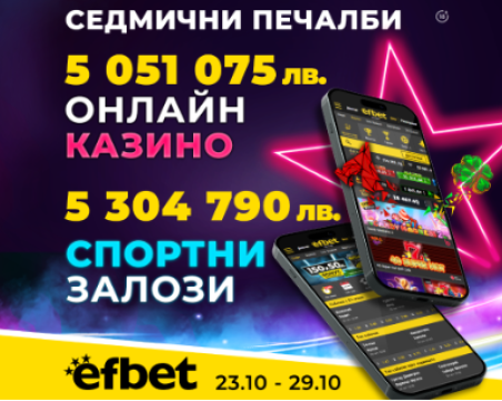 С топ коефициенти и стотици казино игри: efbet изплати 8-цифрена сума само за седмица