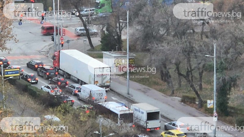 Македонски тир стои 6 часа на възлово кръстовище, предизвика задръстване