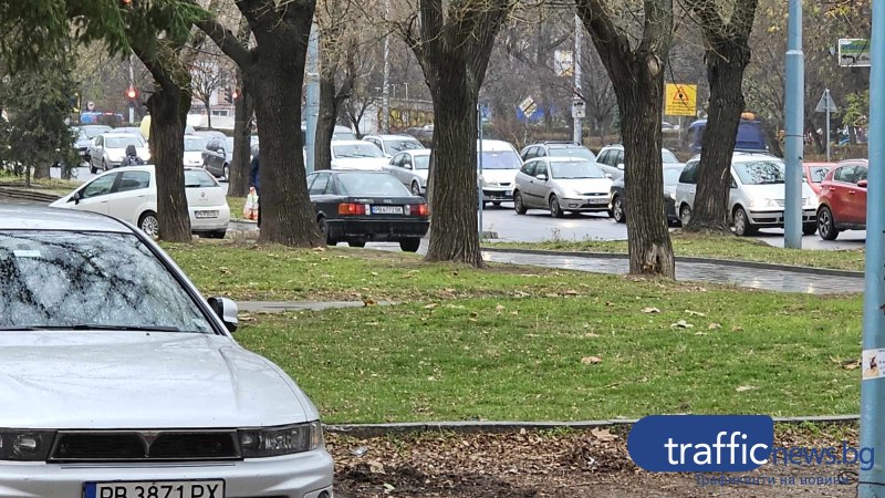 Водачи шпорят по тротоара на пловдивски булевард с колите си