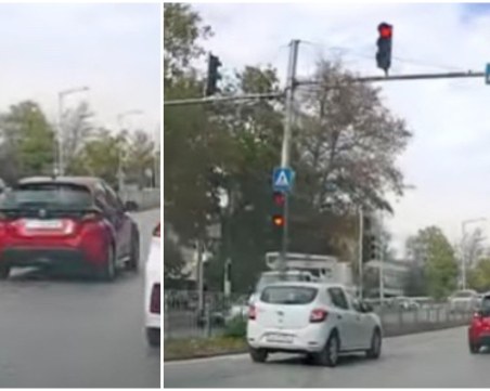 На косъм от инцидент в Пловдив: Водач премина на червено, докато пешеходец пресича