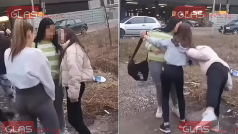 Насилие в Перник: Момиче дърпа друго за косата, момче снима и се смее