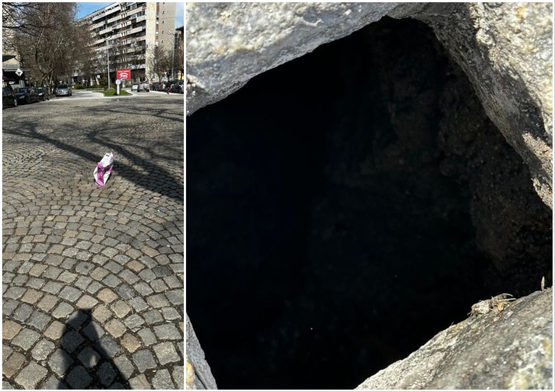 Огромна яма зейна под паваж в центъра на Пловдив, ВиК я обезопасиха без да е техен обект